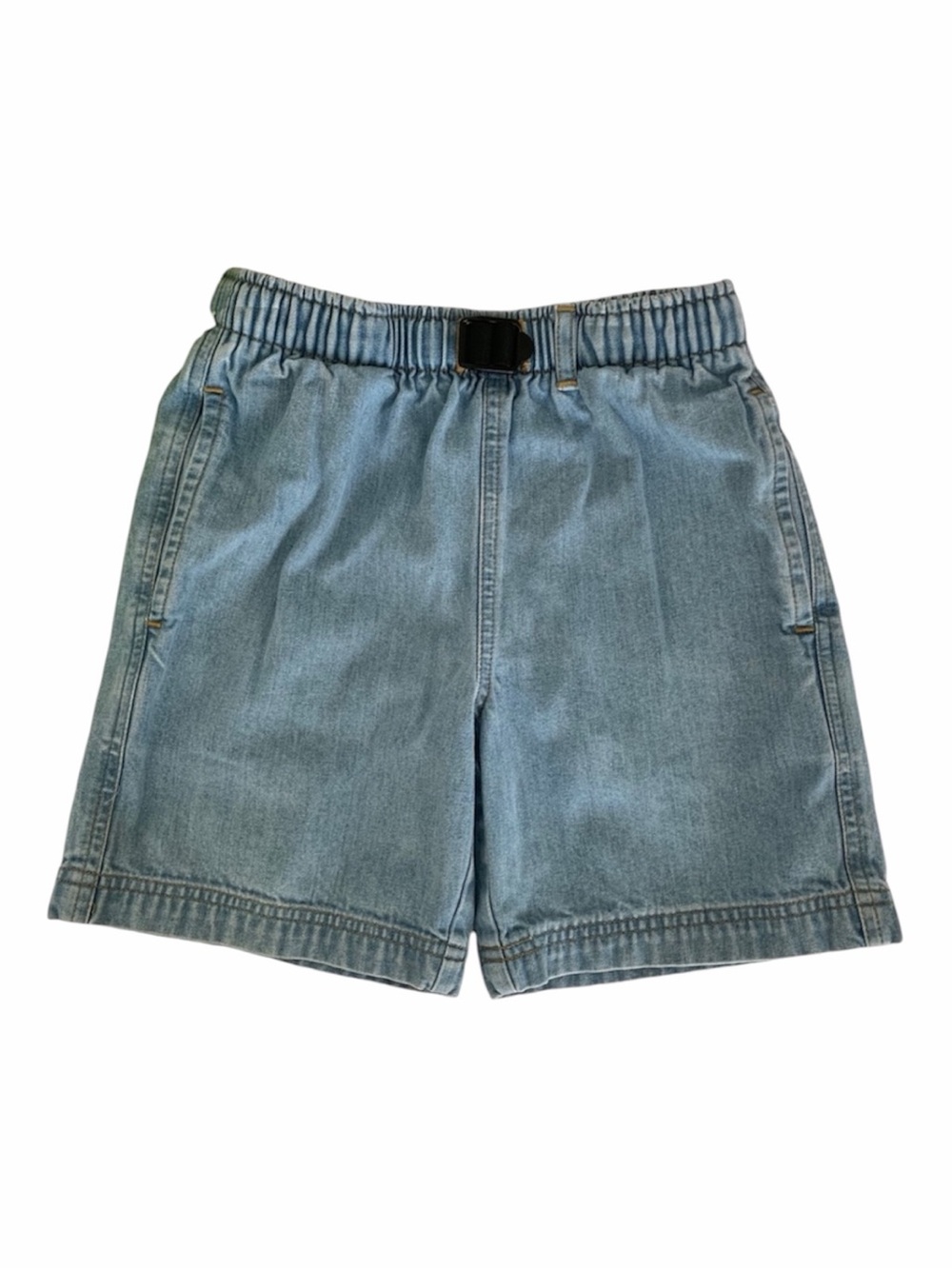 Vintage Lands' End Shorts Boys Size M (5-6) Blue Denim Jean Adjustable Belt